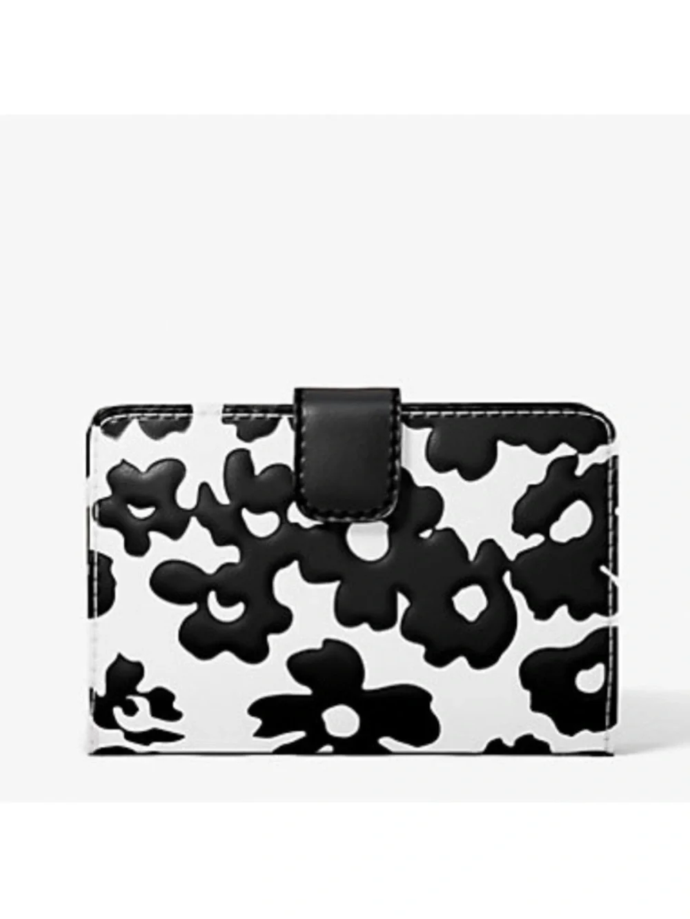 Michael Kors Black & White Floral Card Holder Wallet